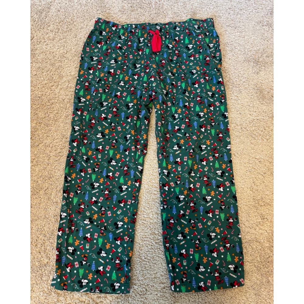 Old Navy Disney Mickey Minnie Mouse Christmas Pajama Pants Green XL Holiday